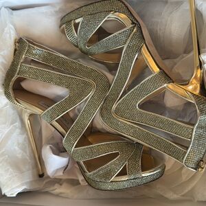 Jimmy Chu Gold Sparkle Heels